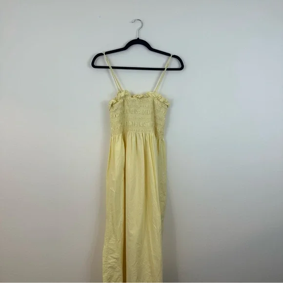 H&M | Smocked Bodice Sleeveless Light Yellow Ruffle Dress Size Medium - Picture 2 of 10